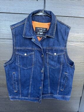 Jafrum Men's Dark Blue Denim Motorcycle Vest